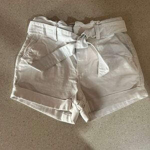 Women's Cream Tie-Waist Shorts
